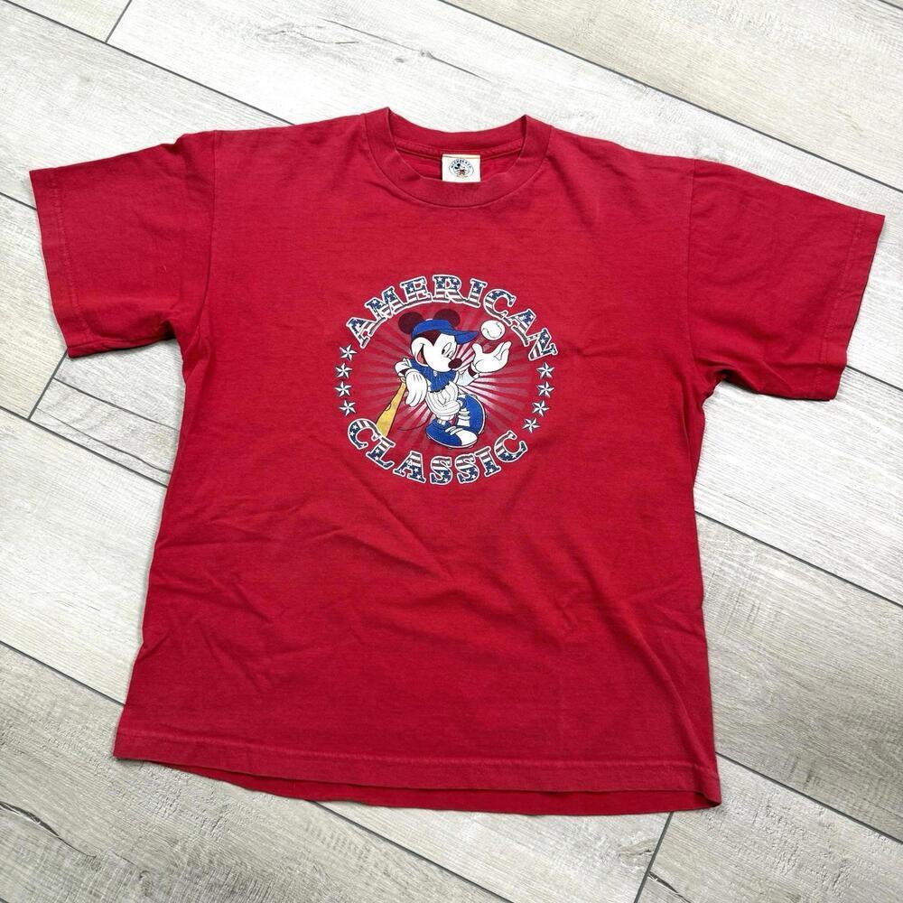 Vintage Mickey & Co. Disney American Classic T-Shirt Red USA Patriotic Tee Siz M